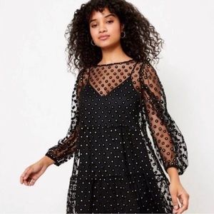 Loft Petite Shimmer Dot Swing Dress